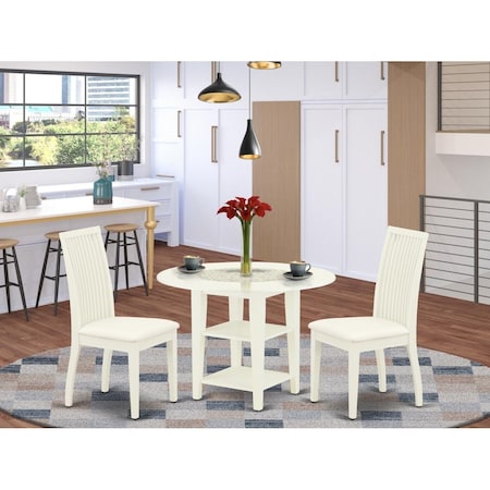 East West Furniture 3 Piece Sudbury Dinette Set - Linen White SUIP3-LWH-C